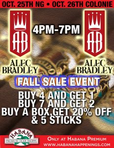 Alec Bradley Sale Event! @ Both Locations!